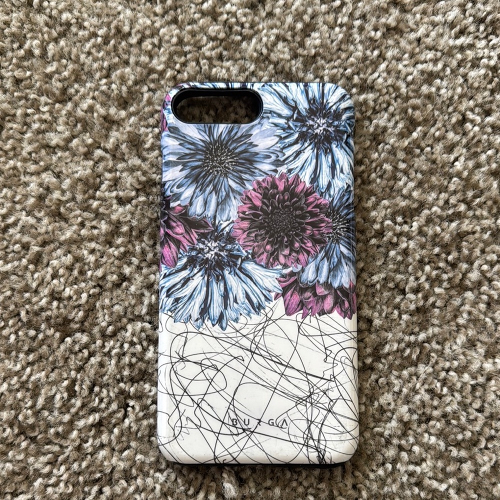 Floral Pattern Phone Case - Blue and Purple